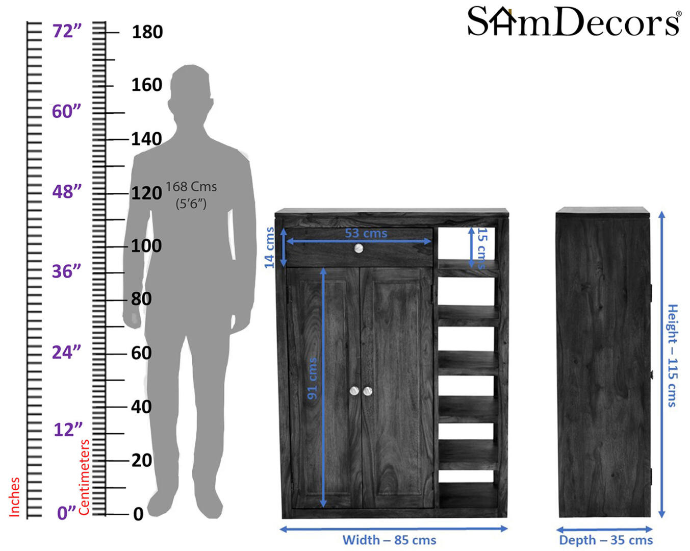 New Jean Multipurpose Cabinet/Shoe Rack - Dark Walnut - Image 5